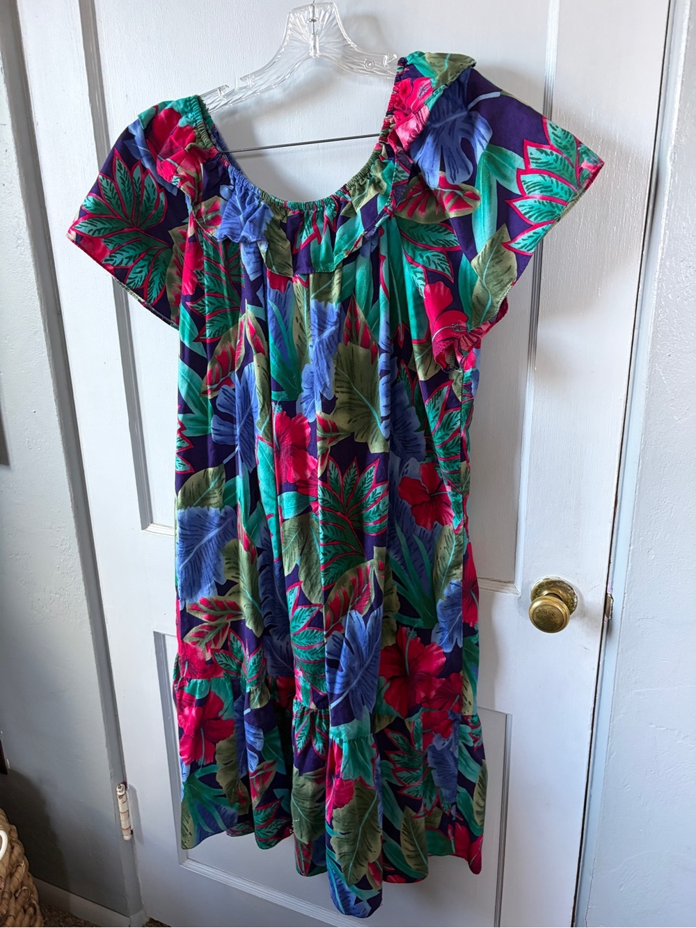 Hilo Hattie Tropical Floral Midi Dress in Navy, Red & Green 1-16